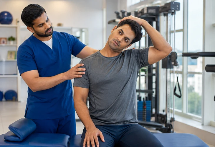 Neck mobility therapy and physiotherapy rehabilitation exercises