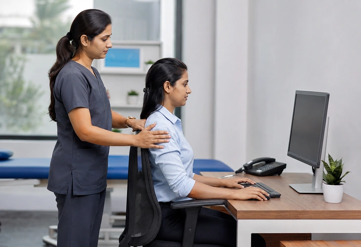 Posture correction and lifestyle guidance for slip disc recovery
